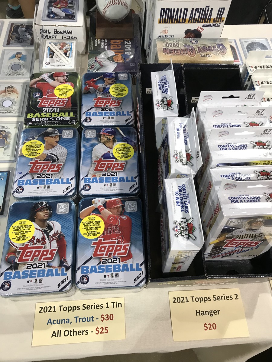 Topps 2021 baseball cards for sale at the Sports Card Show in Raleigh, N.C.