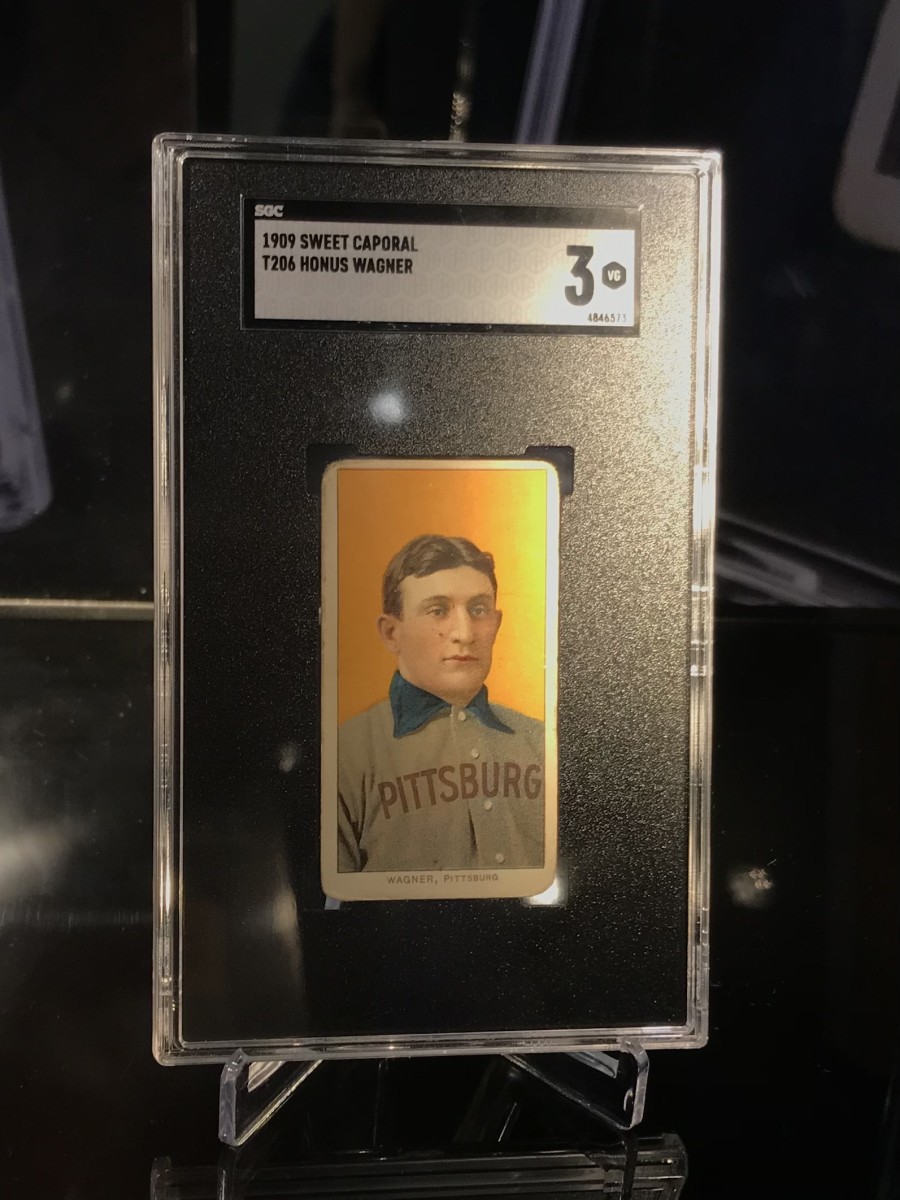 A T206 Honus Wagner card, graded SGC 3, is up for bid at Robert Edward Auctions.