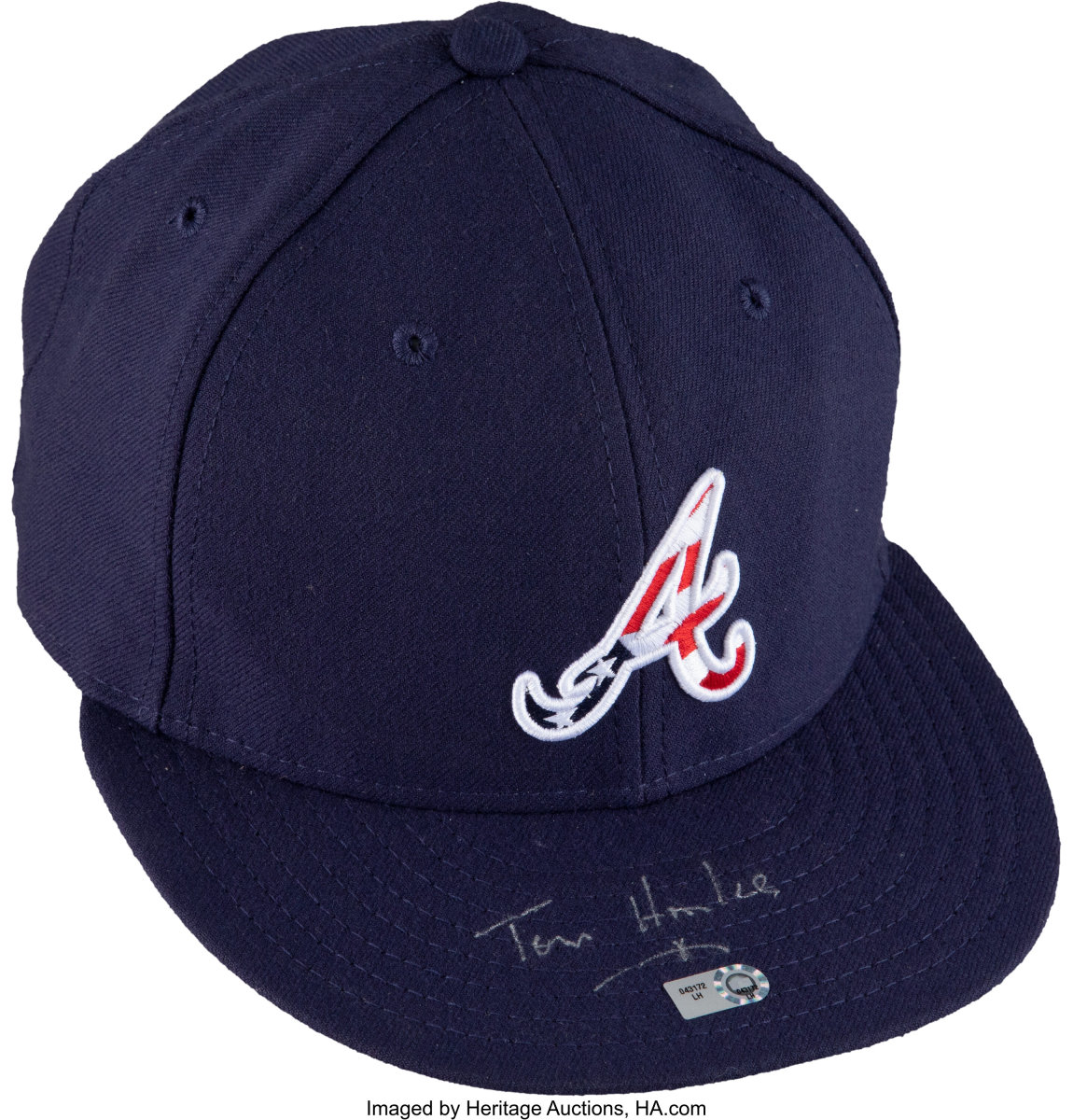 A 2008 Atlanta Braves hat signed by Tom Hanks.