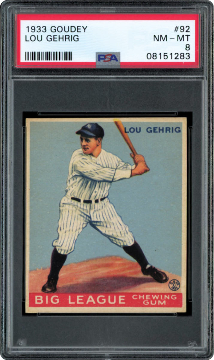 Sold at Auction: 1933 No. 92 Goudey Lou Gehrig Card No. 92.
