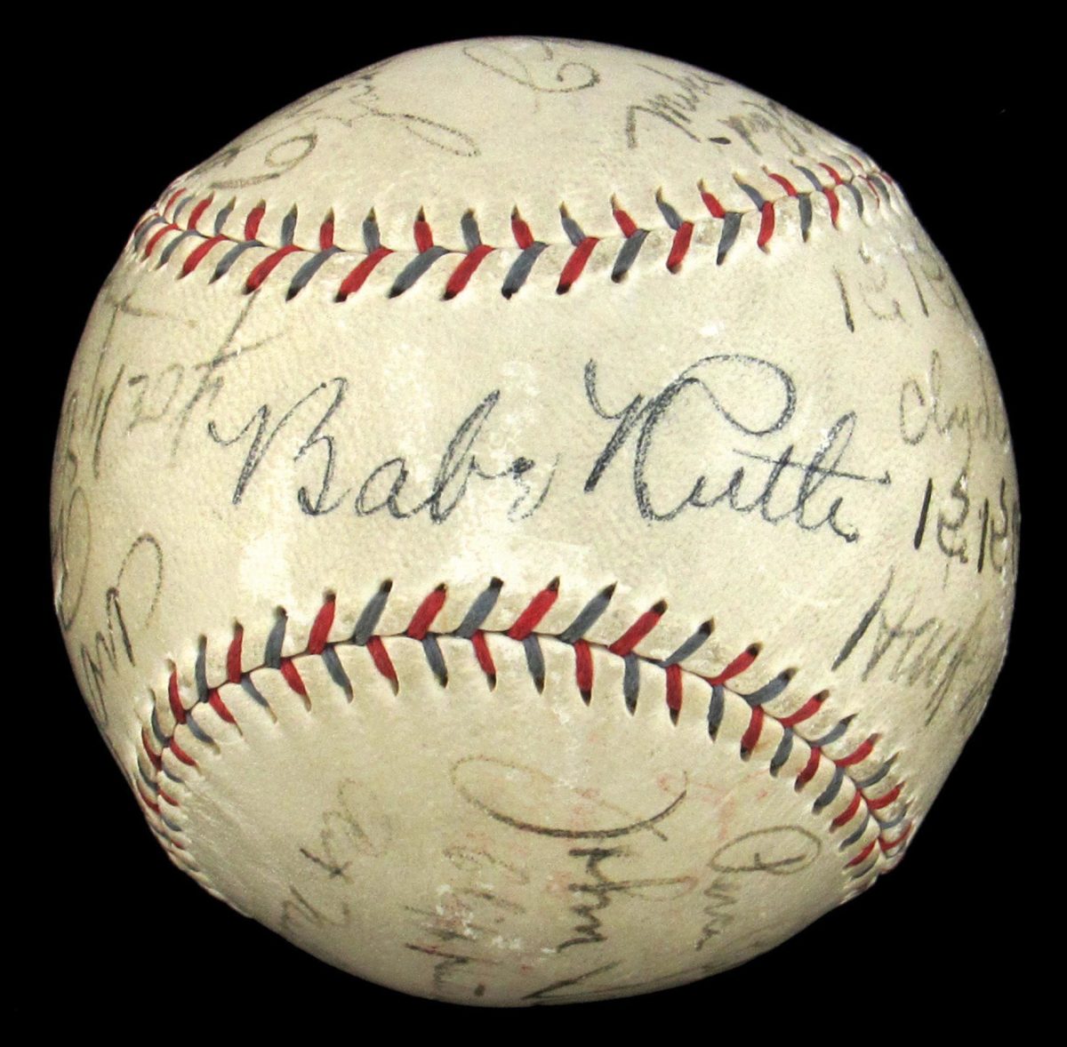 Baseball signed by Babe Ruth and the 1929 Chicago Cubs.