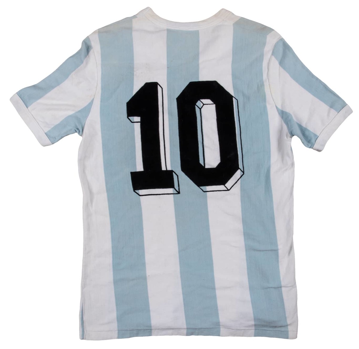 Diego Maradona game-used, photo-matched Argentina primary Jersey from 1982 FIFA World Cup vs. El Salvador.