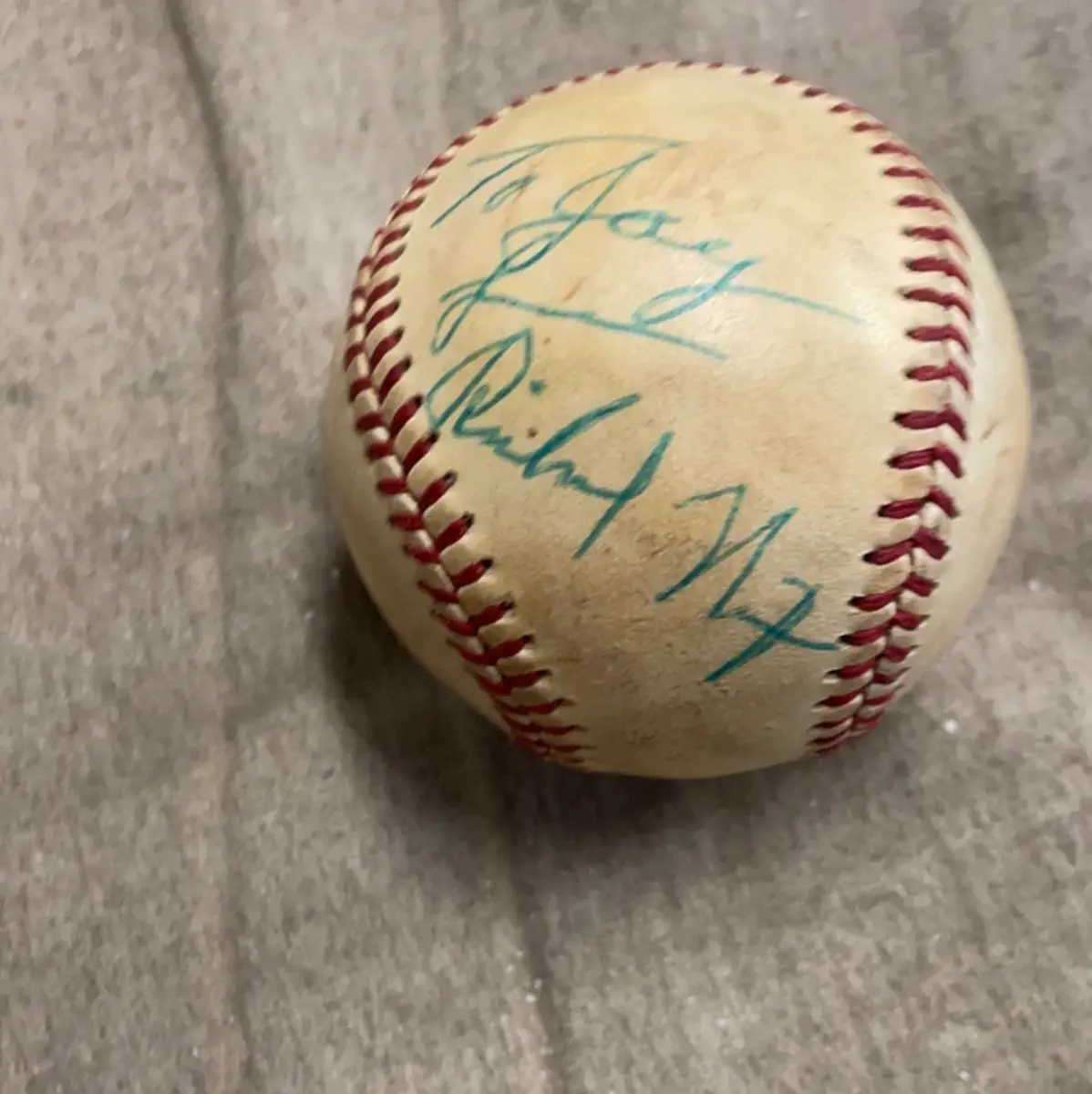 Baseball signed by former President Richard Nixon.