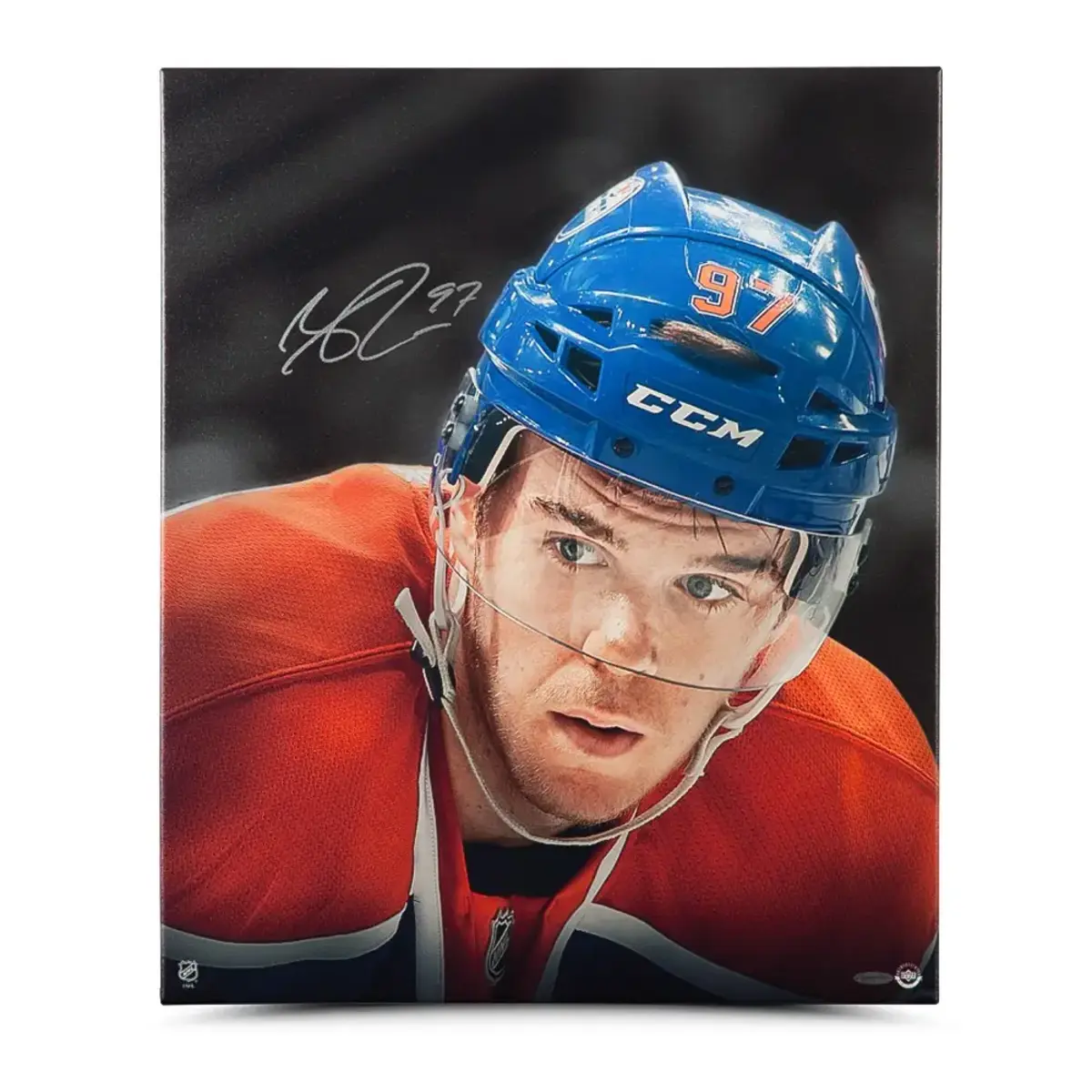 Connor McDavid autographed "Up Close & Personal" Stretched Canvas painting.