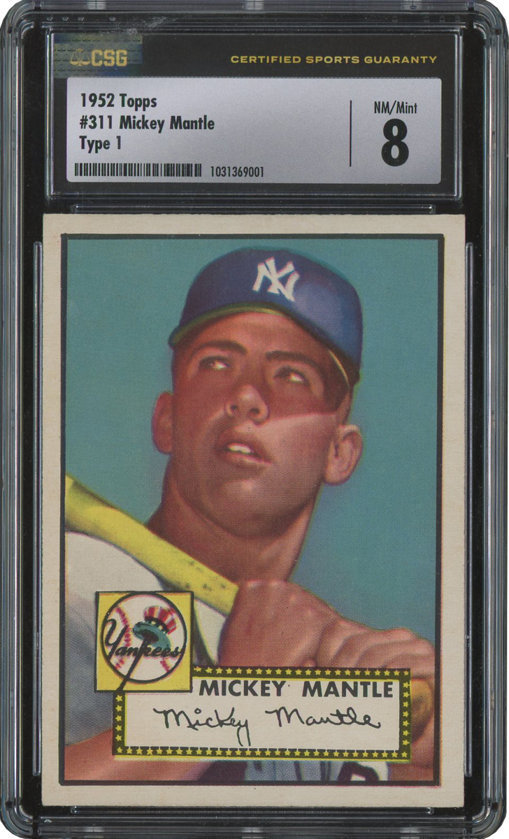 1952 Topps Mickey Mantle card graded by CSG.