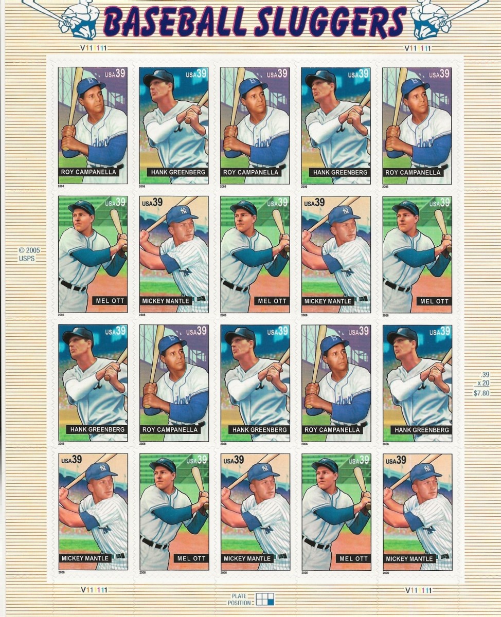 Baseball Sluggers stamp collection.