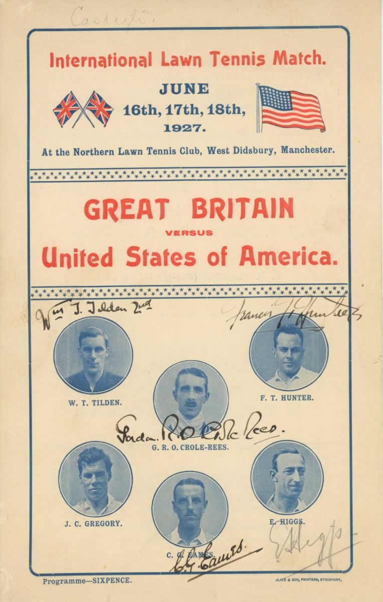1927 International Lawn Tennis Program signed by Bill Tilden, Francis Hunter, Gordon Crole-Rees and other tennis legends.