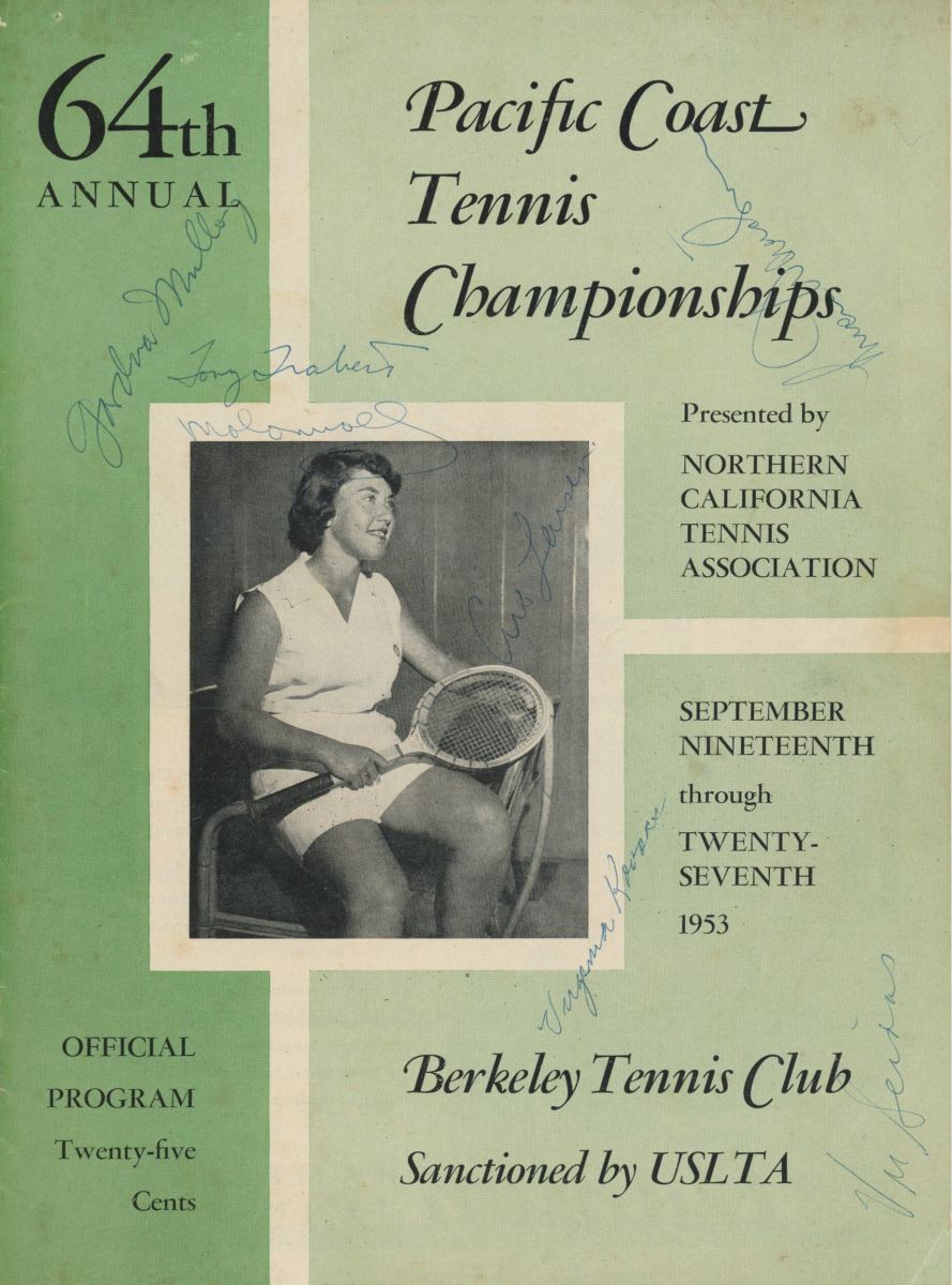 1953 Pacific Coast Championships program signed by Tony Trabert, Maureen Connolly, Art Larsen and others.