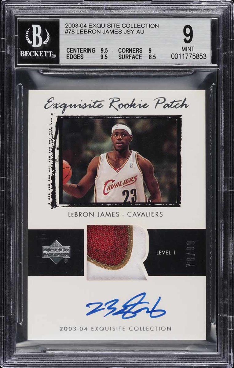 2003-04 Exquisite Collection LeBron James Rookie Patch Auto card.