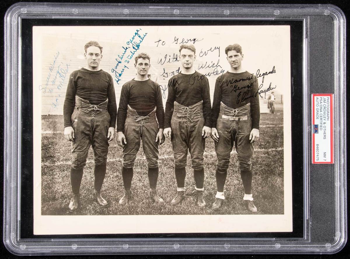 Four Horseman of Notre Dame autographed photograph circa 1920s.