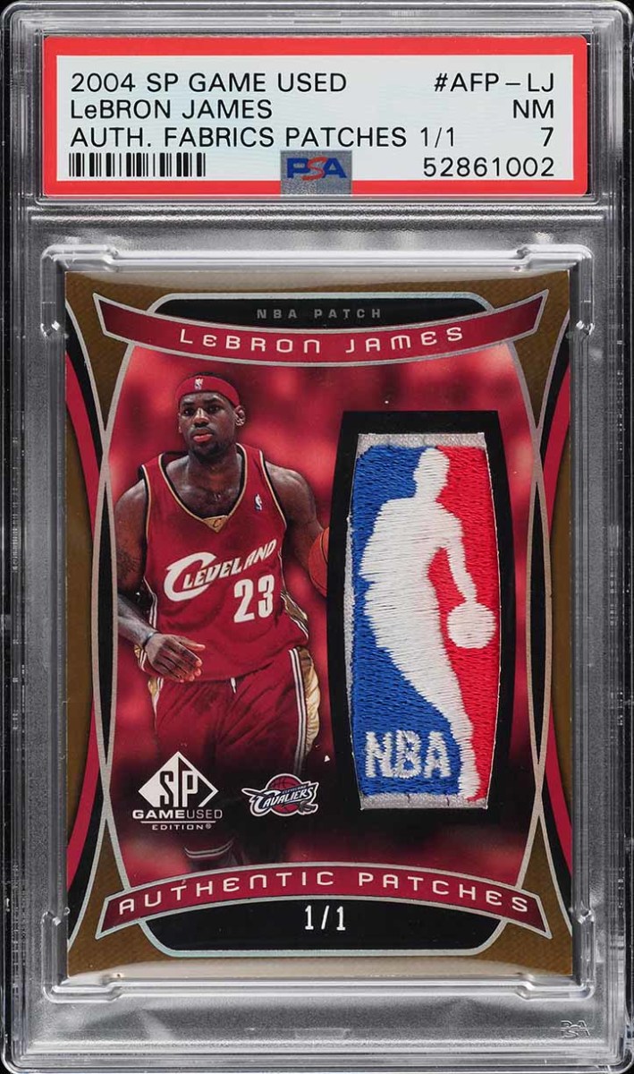 2004 SP Game Used Authentic Fabrics LeBron James NBA LOGOMAN Patch card.