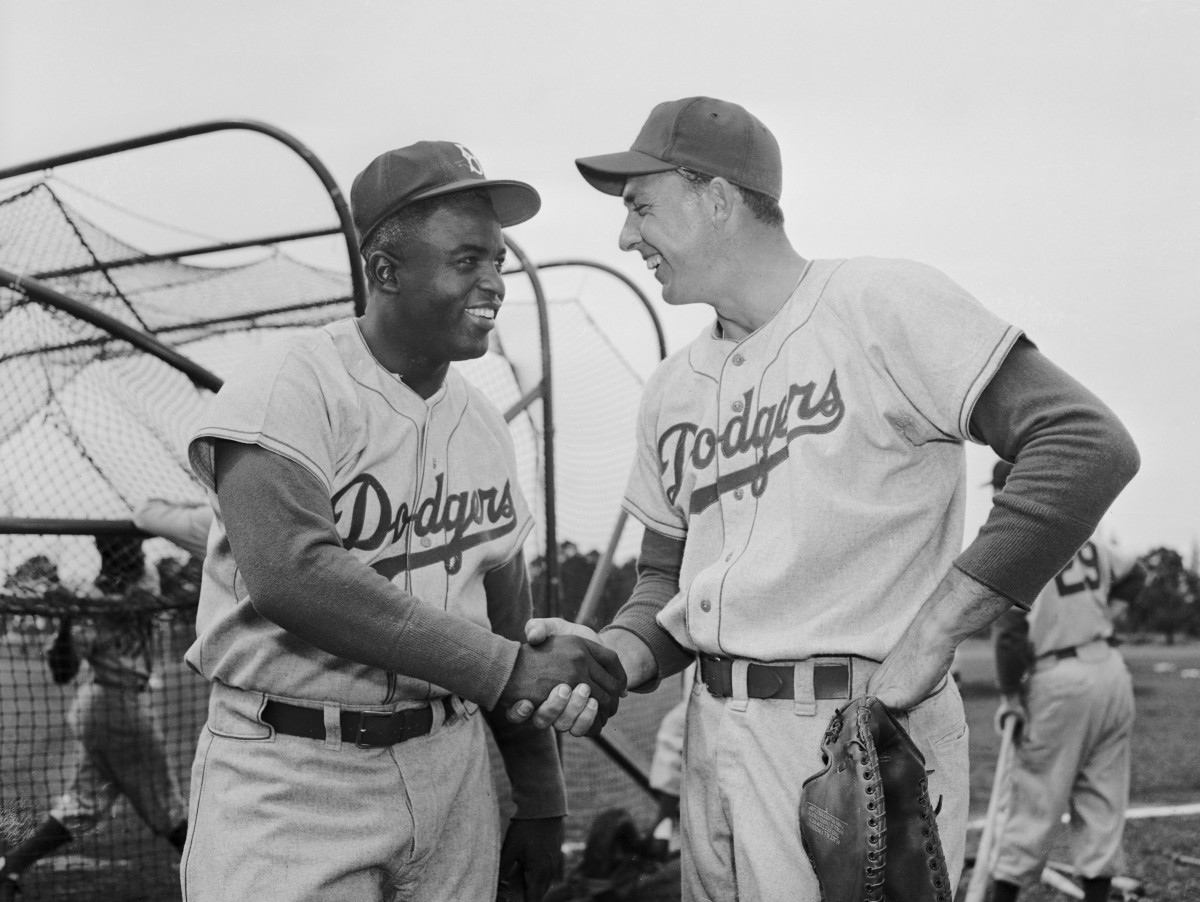 Jackie Robinson At Home Plate, 1947 by Bettmann