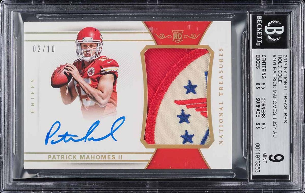 PATRICK MAHOMES RC AUTO /99 | 2017 National Treasures RPA | BGS 8.5 AUTO 10