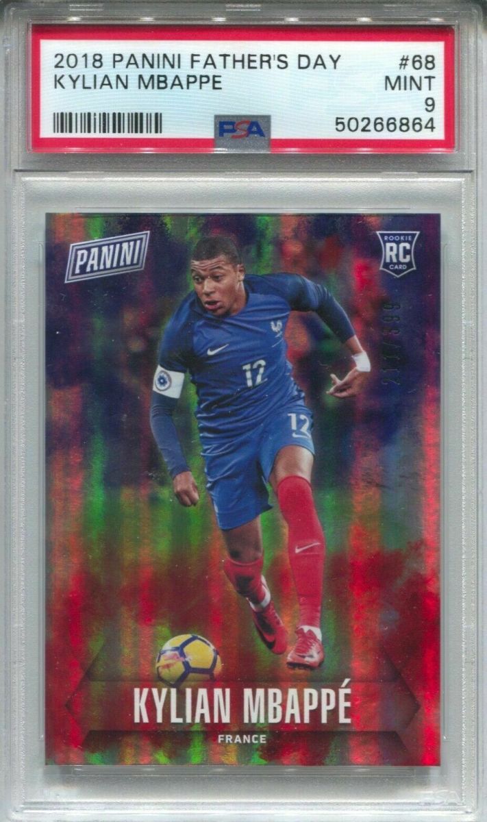 2018 Panini Father's Day Kylian Mbappe card.