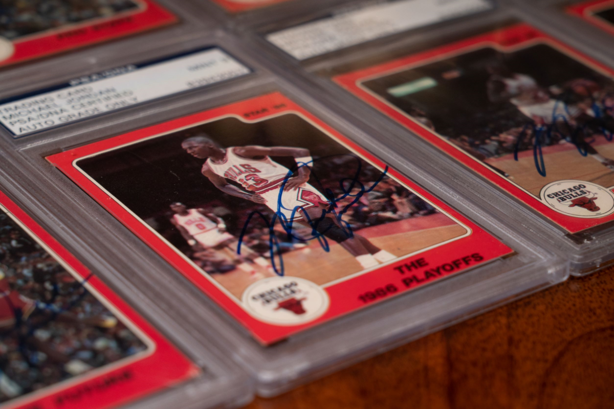 A 10-card set of 1986 Star cards signed by Michael Jordan.