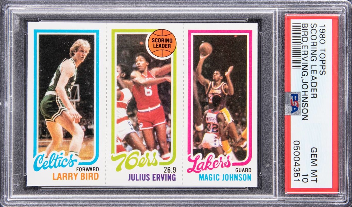1980 Topps Larry Bird, Magic Johnson rookie card that sold for $660,000 in the Goldin June Elite Auction.