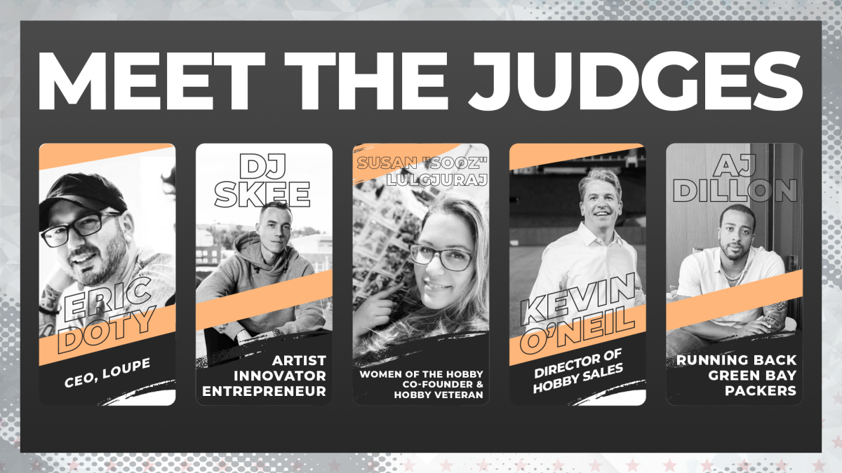The panel of judges for "America's Best Card Shop" contest.