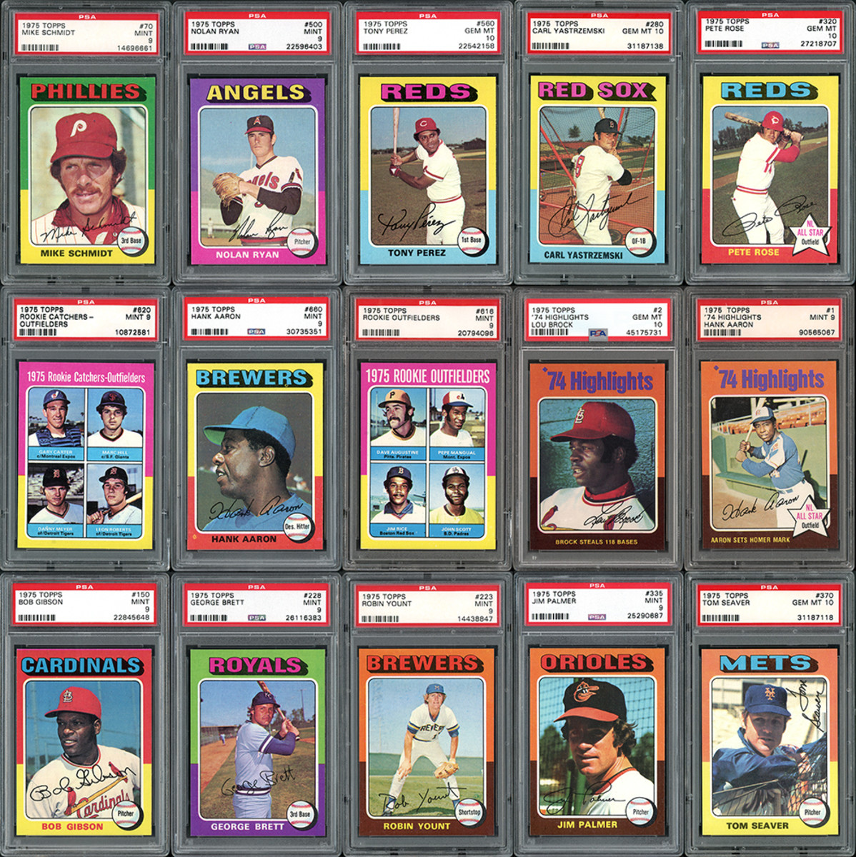 A 1975 Topps complete set, ranked #2 on the PSA Set Registry.
