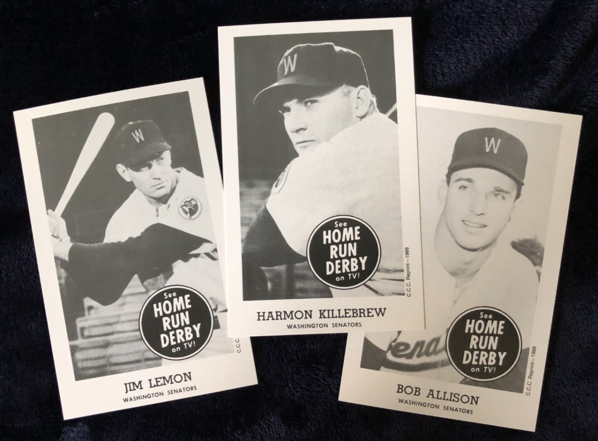 1959 Home Run Derby cards of Jim Lemon, Harmon Killebrew and Bob Allison.