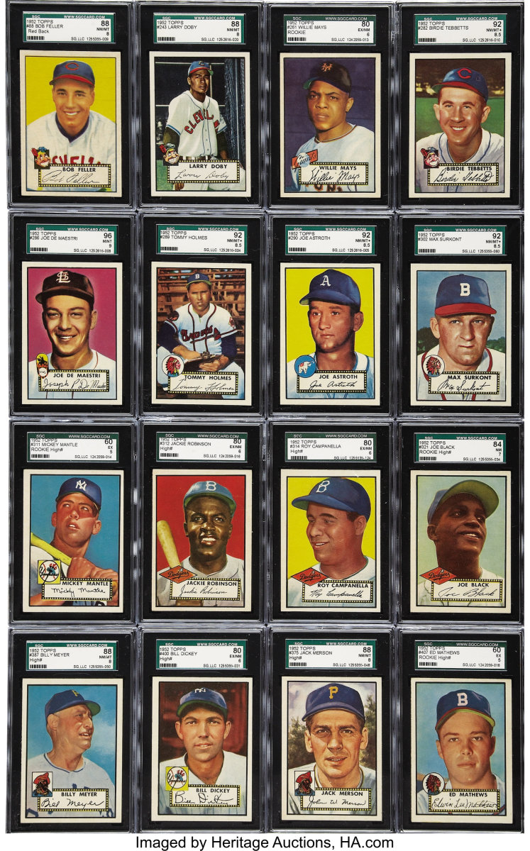 In addition to Mantle, the 1952 Topps set features cards of such legends as Willie Mays and Jackie Robinson.