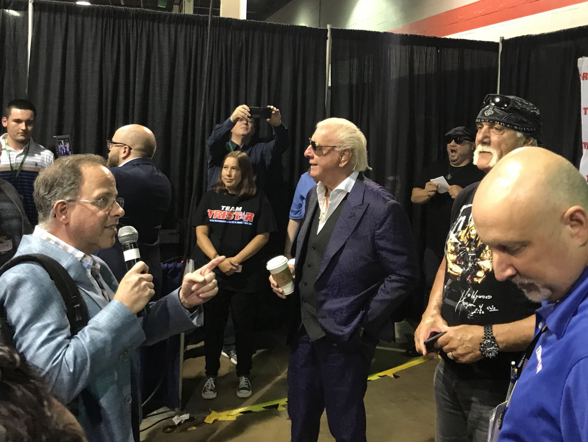 TRISTAR Productions President Jeff Rosenberg introduces Ric Flair and Hulk Hogan at the 2021 National.