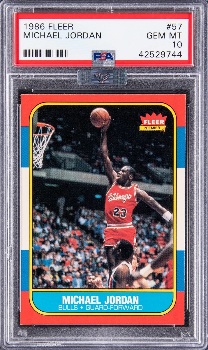 1986 Fleer Michael Jordan rookie card, graded PSA 10.