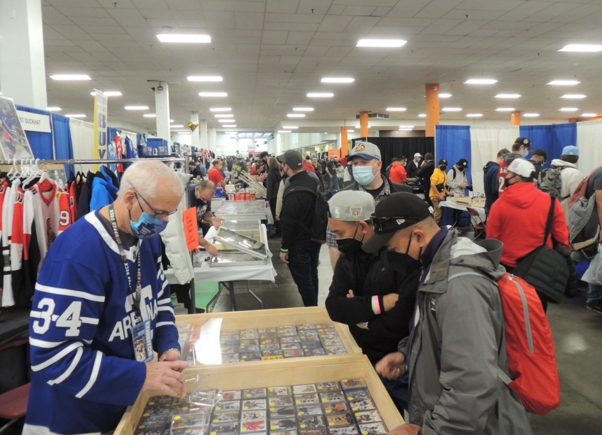 Collectors shop for cards at the Toronto Sports Card Expo.
