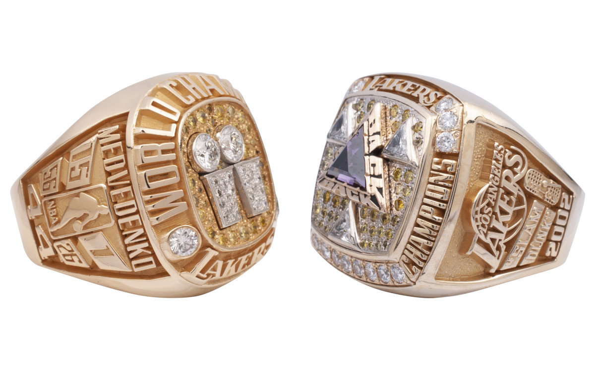 The Lakers NBA championship rings being donated by Slava Medvedenko to help Ukrainian relief efforts.