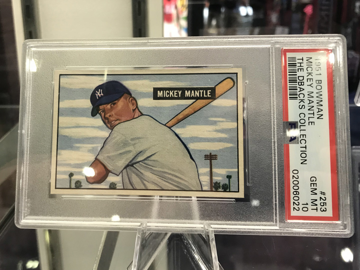 A 1951 Bowman Mickey Mantle card, graded PSA 10, is part of Kendrick's Diamondback's Collection.