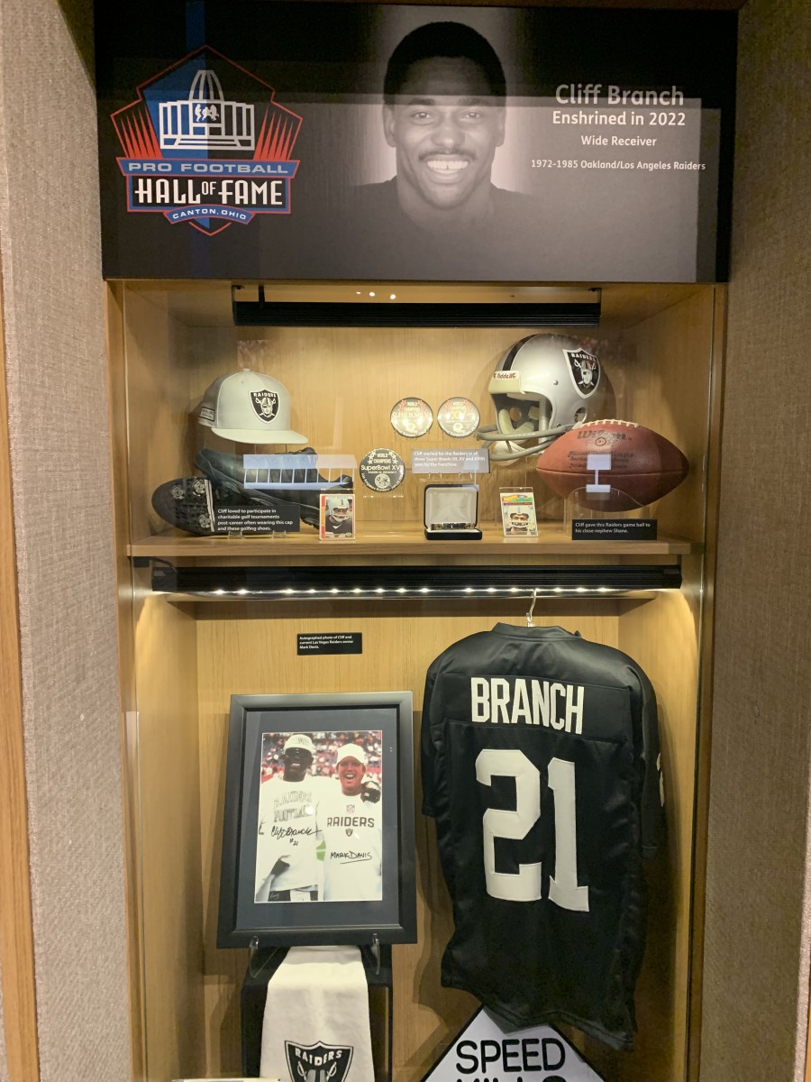 Cliff Branch locker in the Pro Football Hall of Fame.