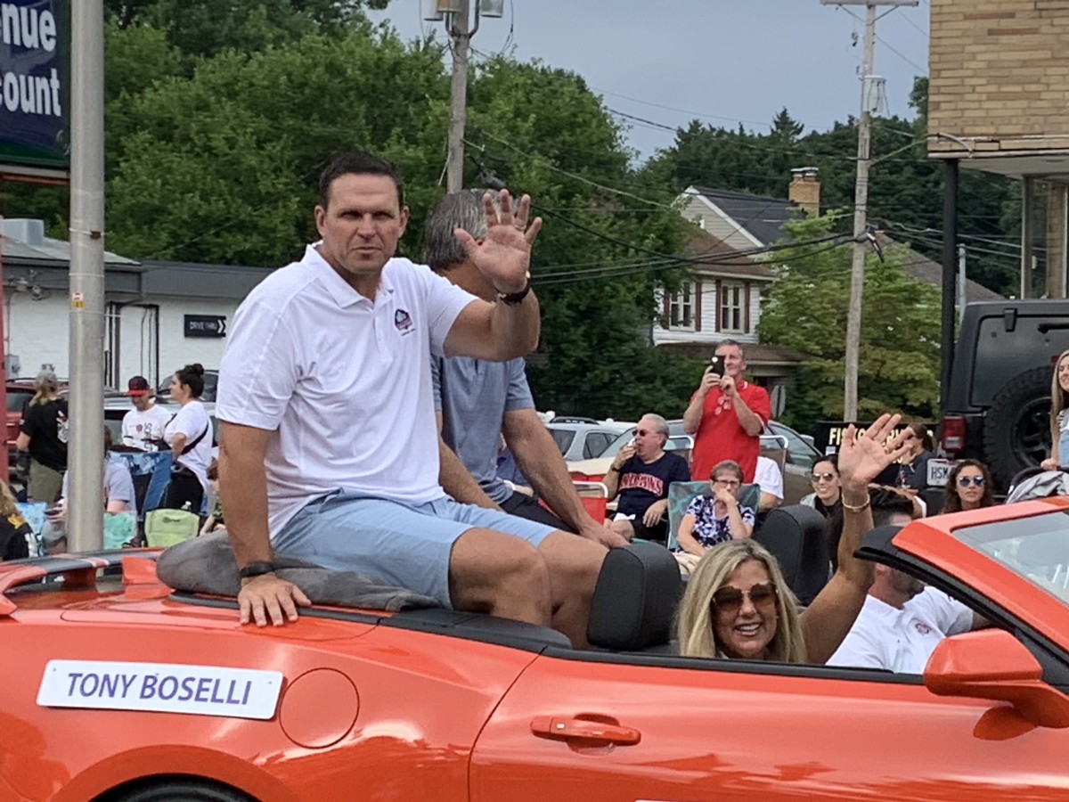 New Pro Football Hall of Famer Tony Boselli rides in the parade on induction weekend.