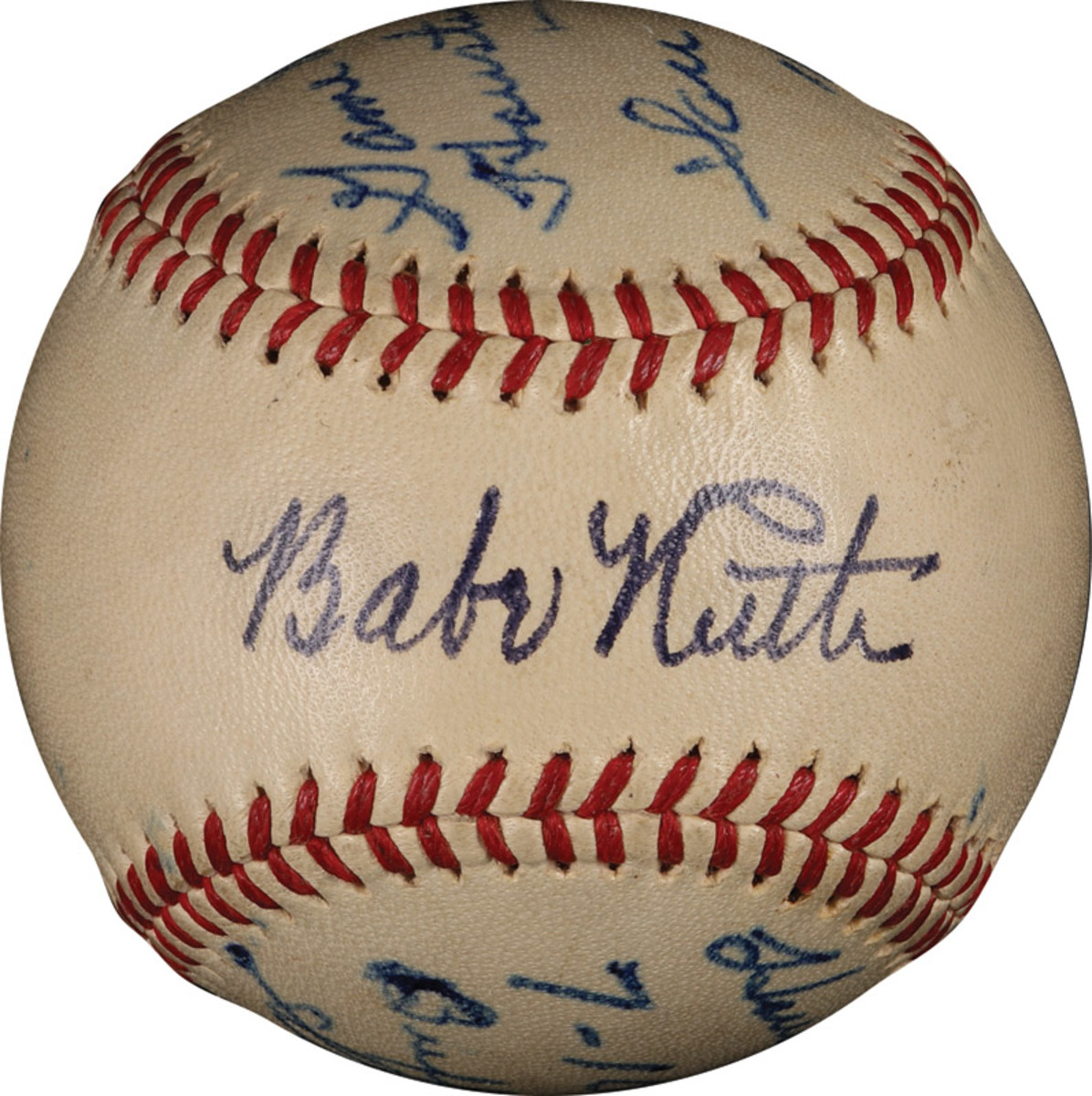 A Babe Ruth-signed ball autographed on "Babe Ruth Day" in Houston in 1947.