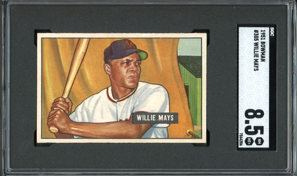 A 1951 Bowman Willie Mays card.