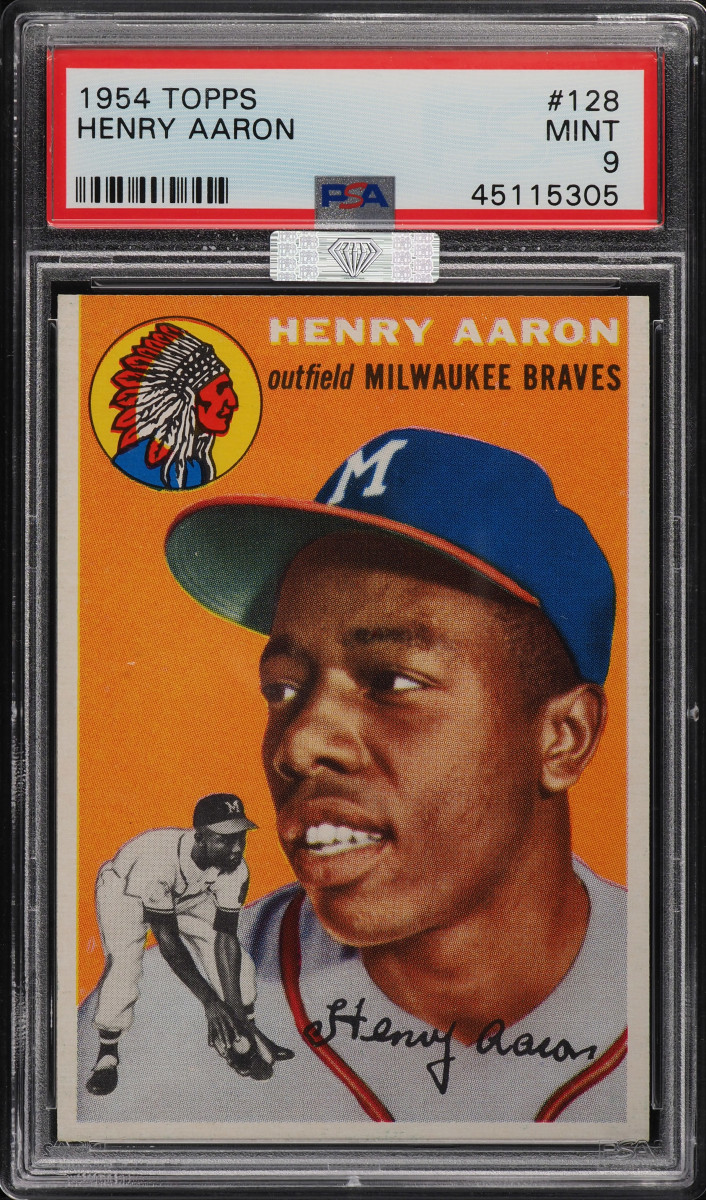 A 1954 Topps Hank Aaron rookie card that set a record at PWCC Marketplace.