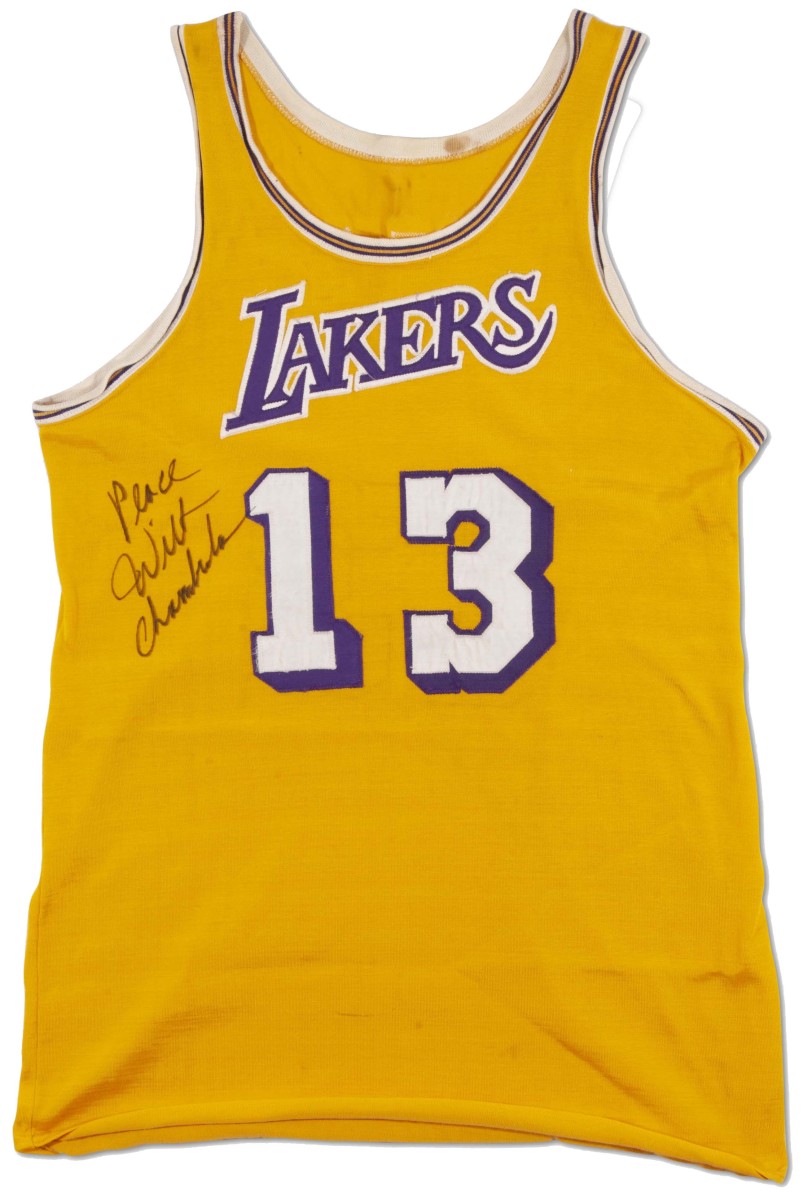 Signed Wilt Chamberlain jersey from 1968-73.
