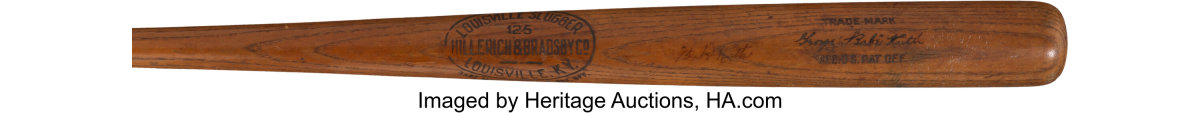A 1918-22 signed, game-used Babe Ruth bat that sold for $1.68 million at Heritage Auctions.
