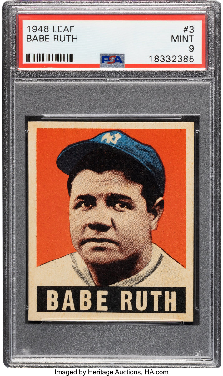 A 1948 Leaf Babe Ruth card.