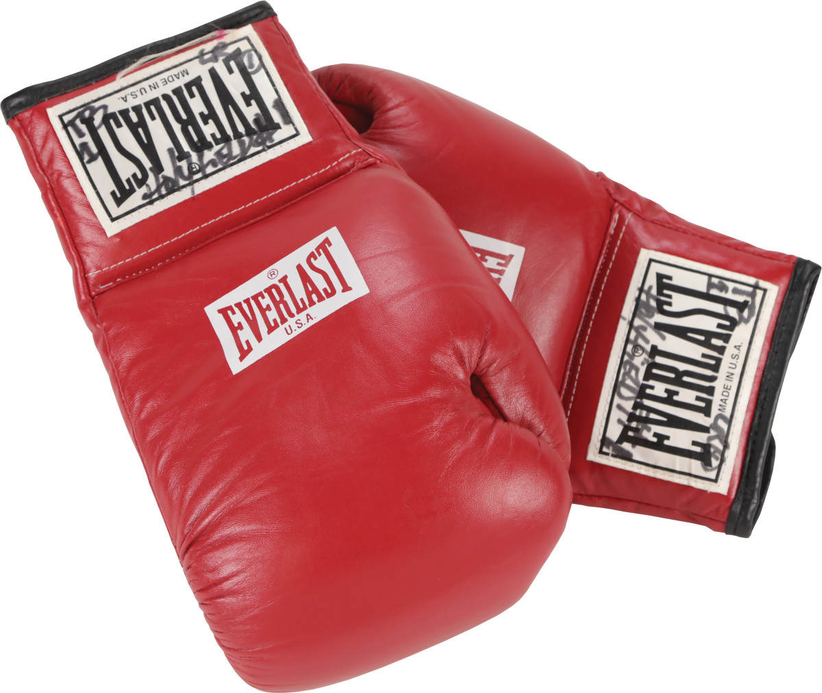 Boxing gloves Evander Holyfield wore during his 1997 fight when Mike Tyson bit off a chunk of his ear.
