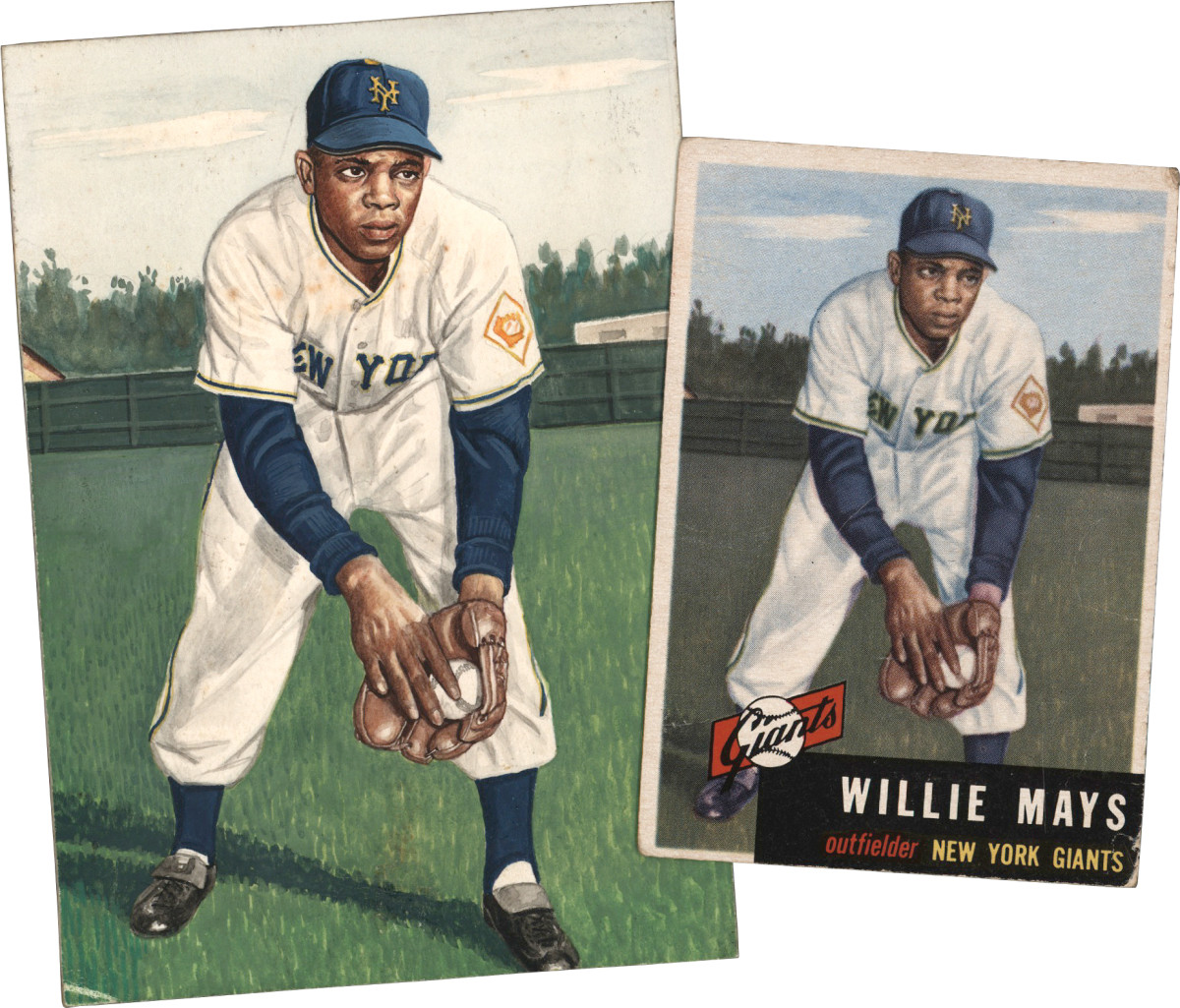 The original artwork from Willie Mays’ 1953 Topps card.