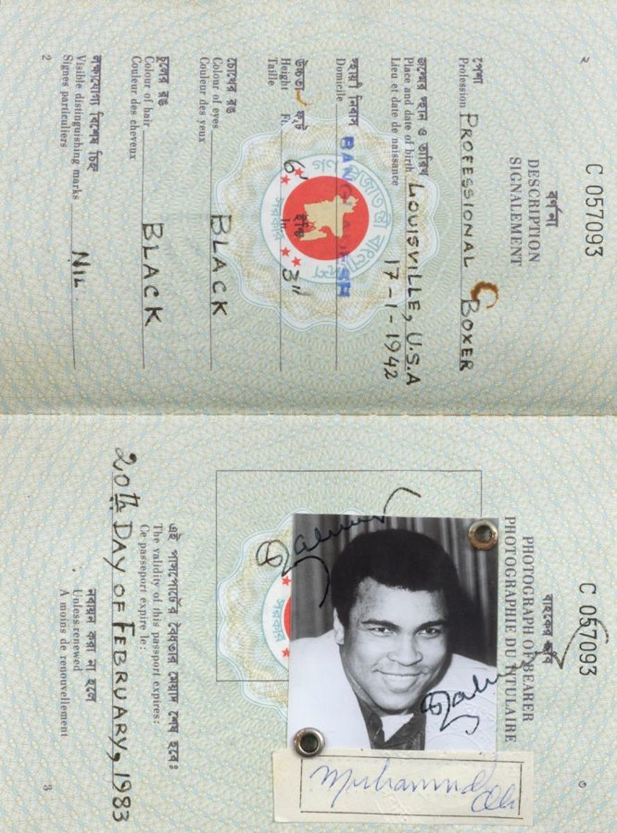 Muhammad Ali's signed passport.