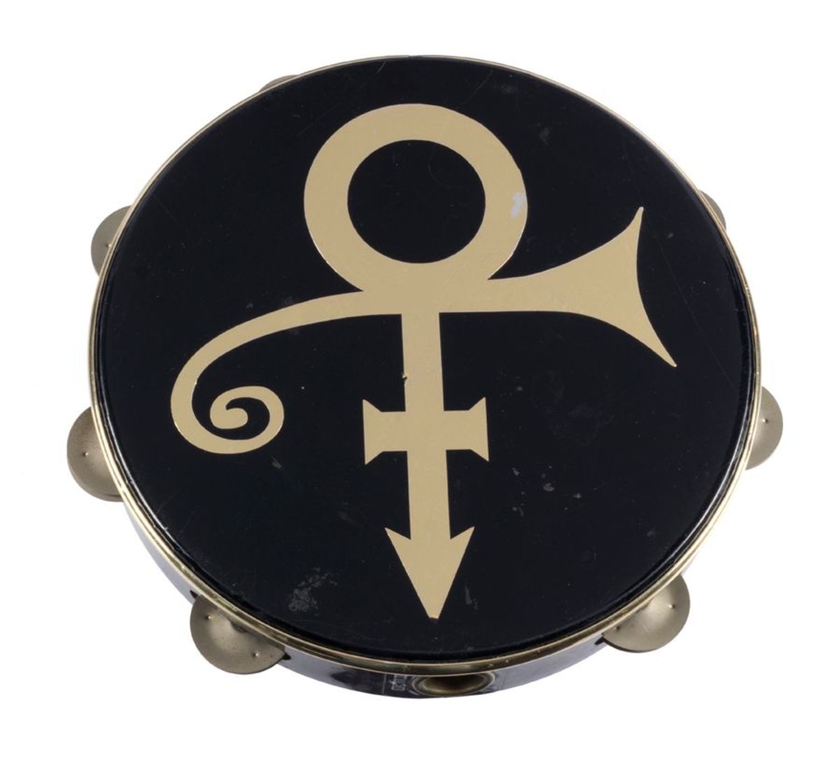 A black Remo tambourine used on stage by Prince in the 1990s.