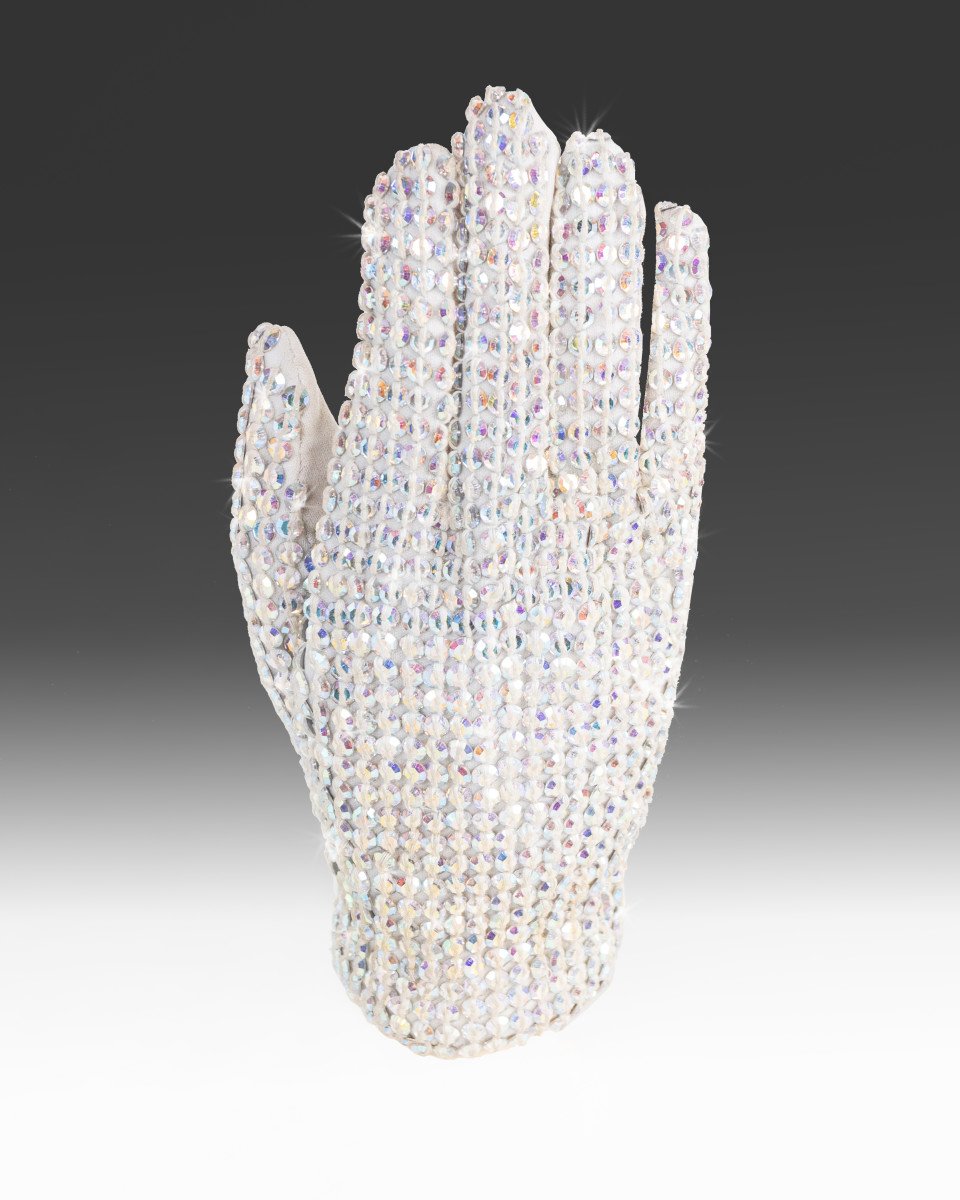 A Bill Whitten-designed glove worn on stage by Michael Jackson during his 1980s “Bad” tour.