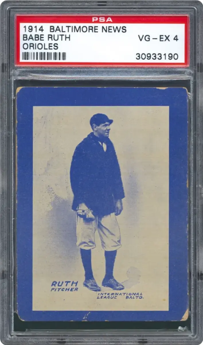1914 Baltimore News Babe Ruth card, graded VG-EX 4.