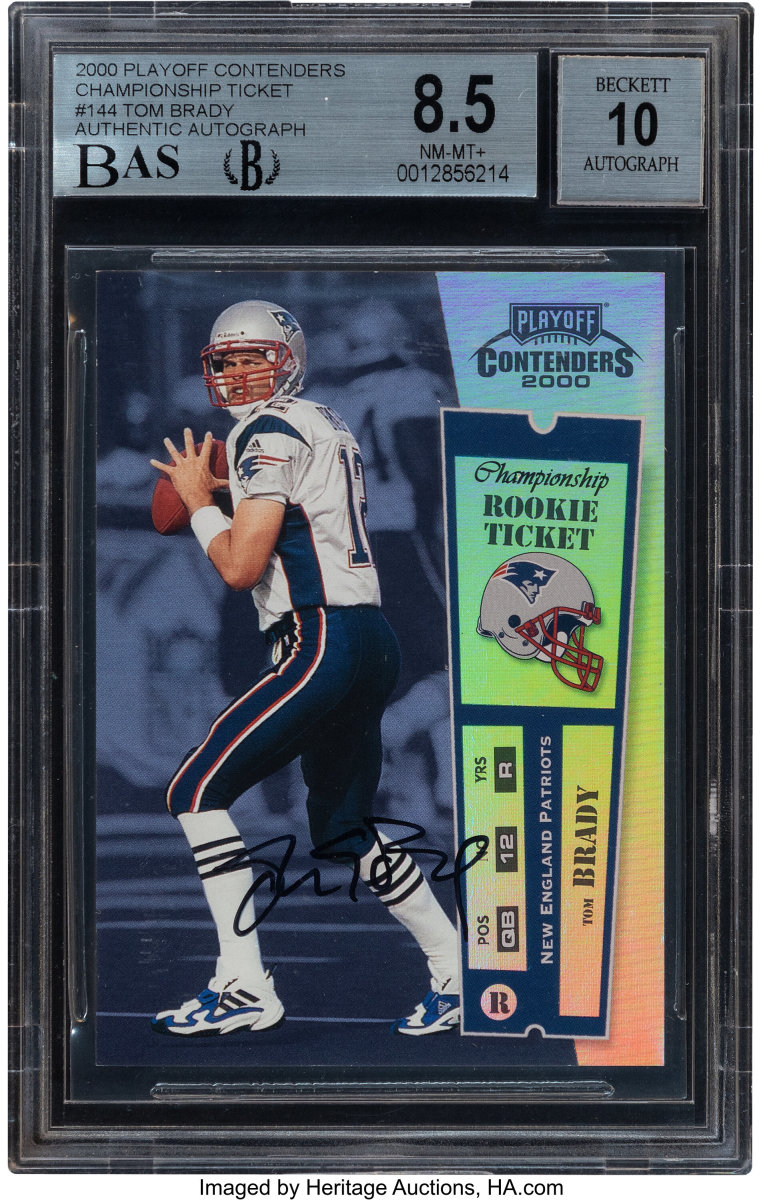 2000 Playoff Contenders Championship Ticket Tom Brady rookie card.