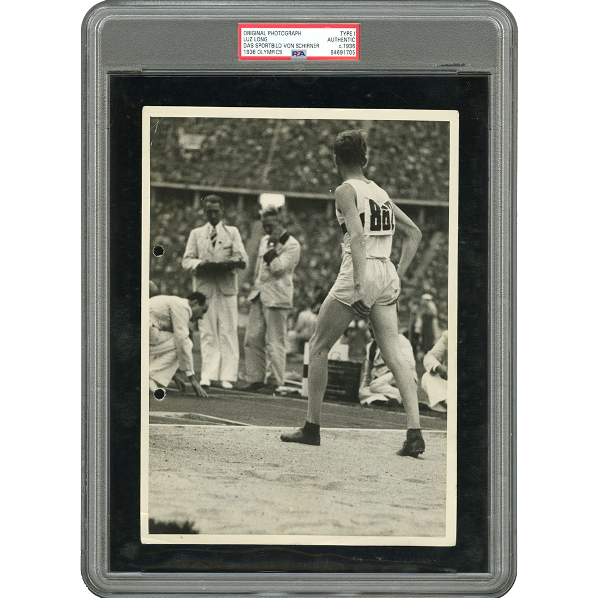 Original Type I photo of Carl "Luz" Long during the 1936 Olympics in Berlin.