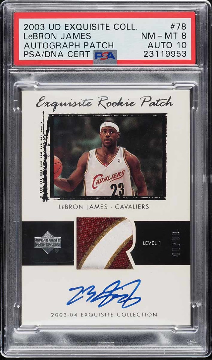 2003 UD Exquisite Collection LeBron James Rookie Patch Auto card at PWCC Marketplace.