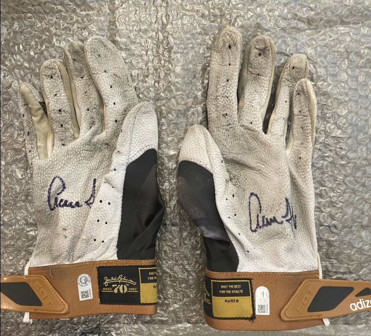 Game-worn batting gloves signed by Aaron Judge.