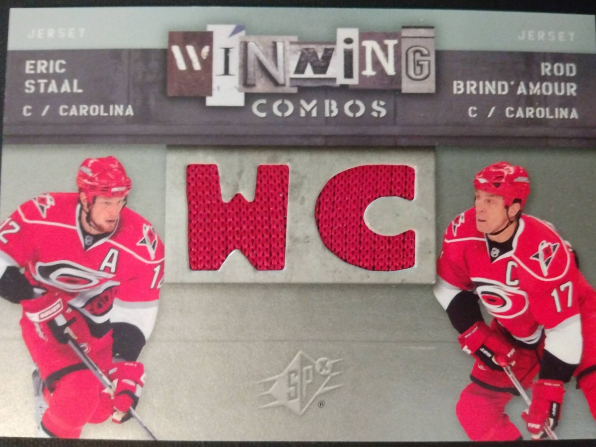2009 SPx Winning Combos Eric Stall/Rod Brind'Amour patch card.