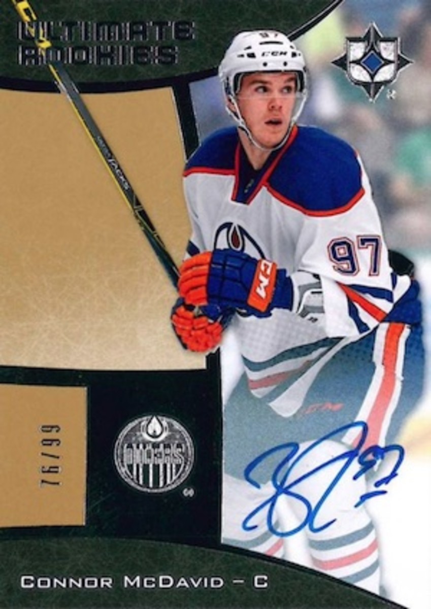 2015-16 Upper Deck Ultimate Collection Connor McDavid rookie auto card.
