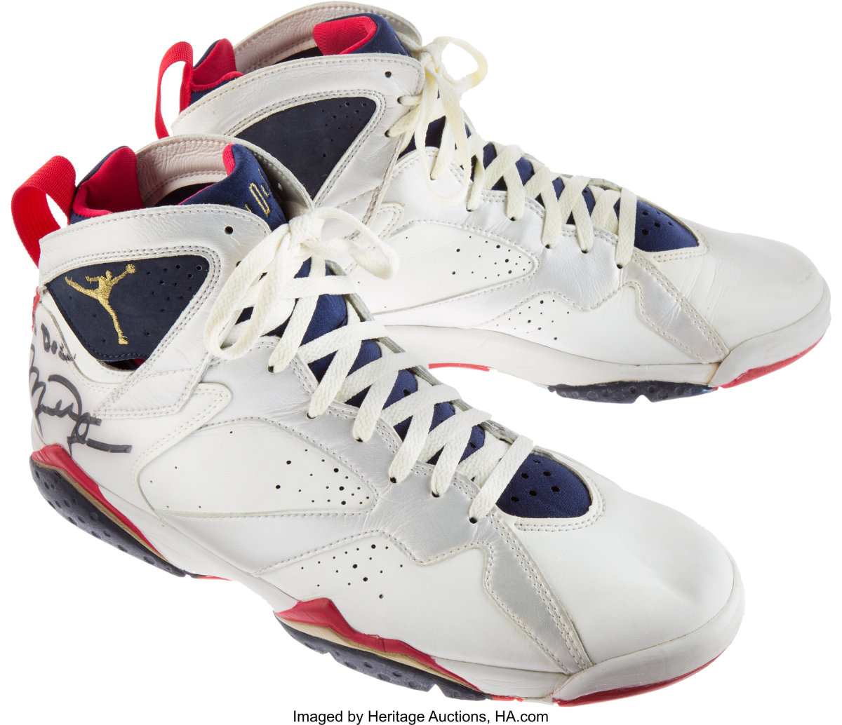 Signed Michael Jordan 1992 Olympic game-worn Nike Air Jordan shoes.